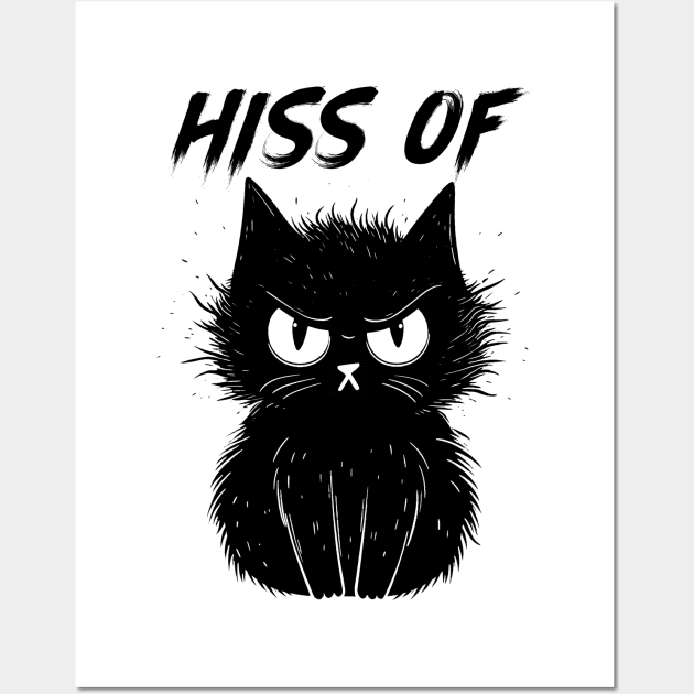 Funny Black Cat Hiss Off Meow Cat Wall Art by antrazdixonlda